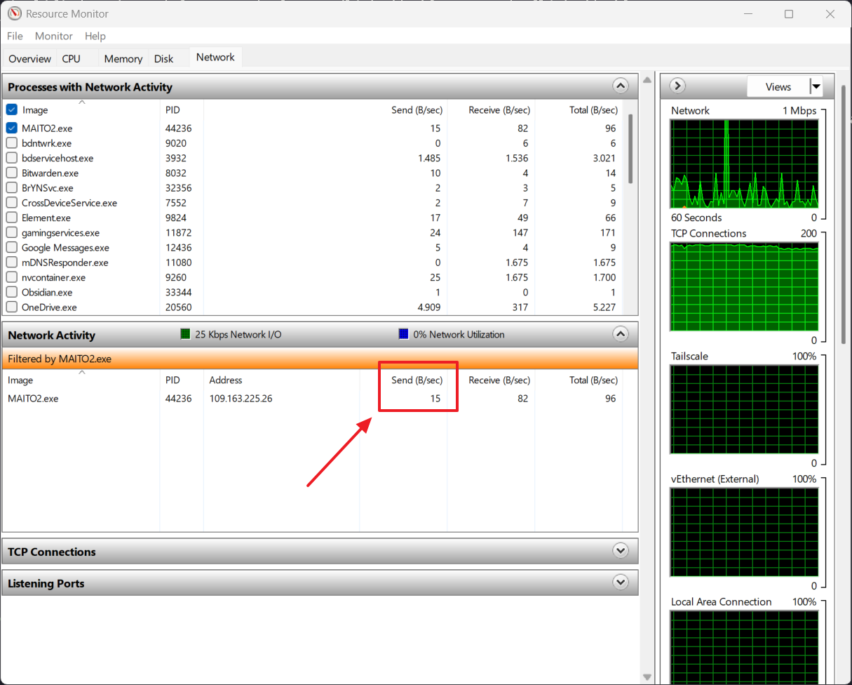 Data sent during MAITO update process