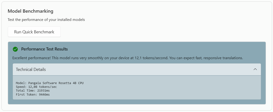 Benchmark results