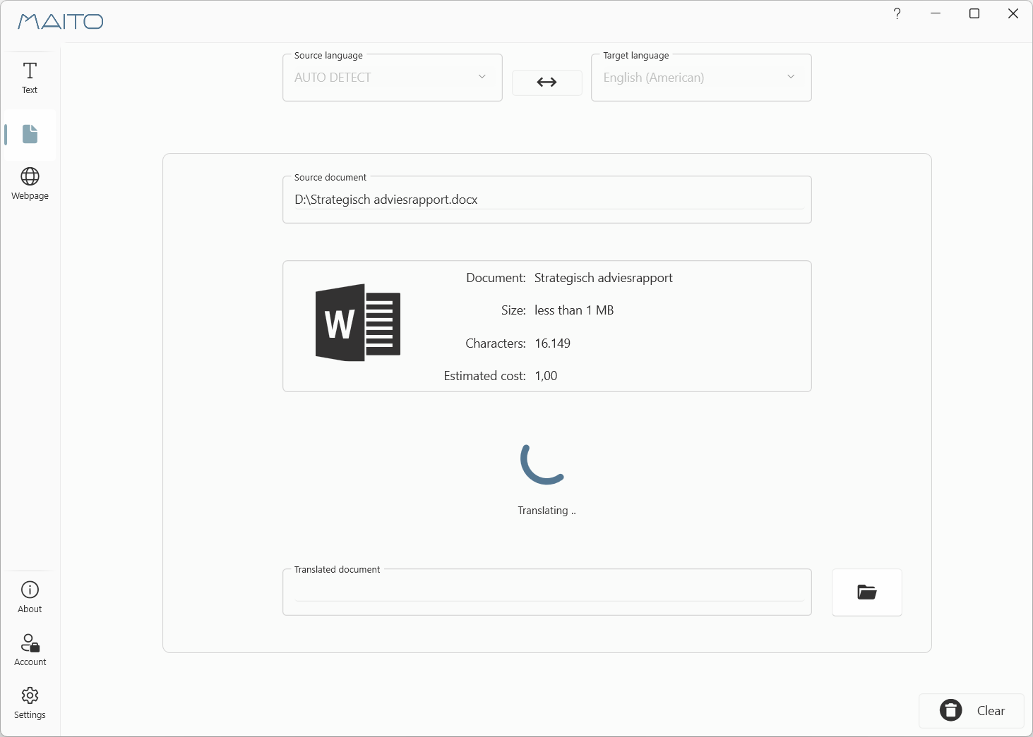 Document being translated