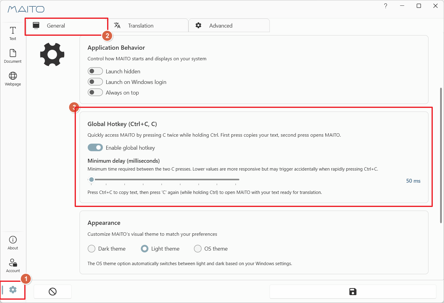 Hotkey timing slider in Settings